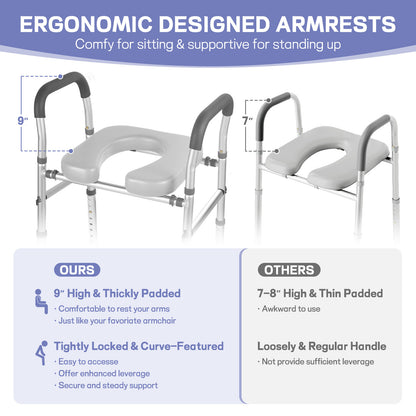 ComfortLift™ Adjustable Raised Toilet Seat Riser for Elderly with Handles