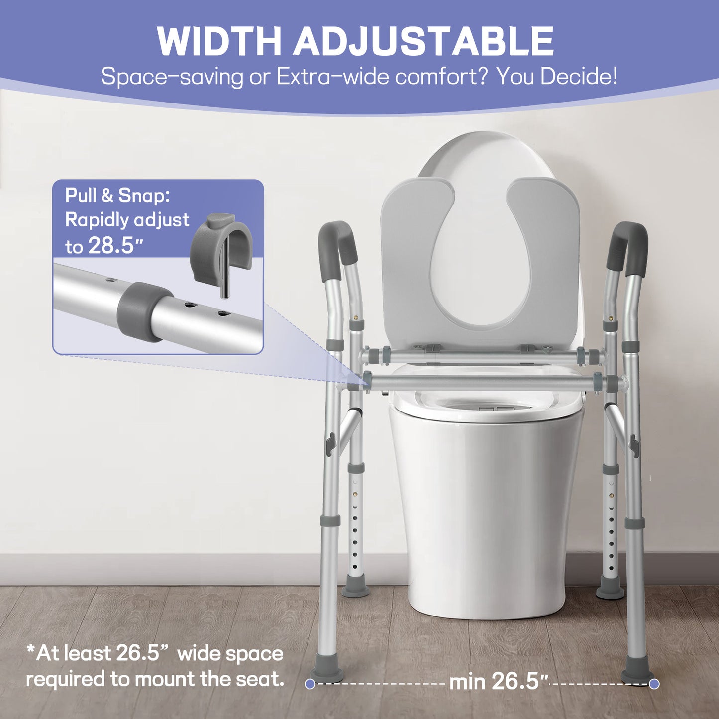 ComfortLift™ Adjustable Raised Toilet Seat Riser for Elderly with Handles