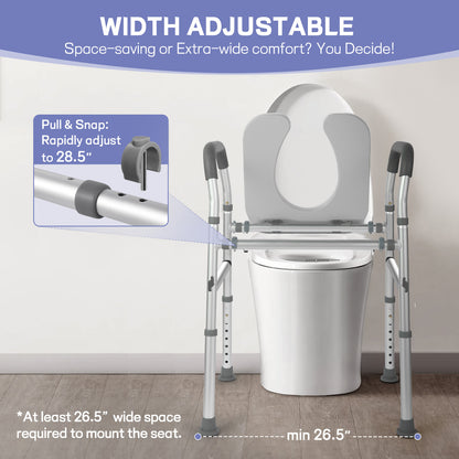 ComfortLift™ Adjustable Raised Toilet Seat Riser for Elderly with Handles