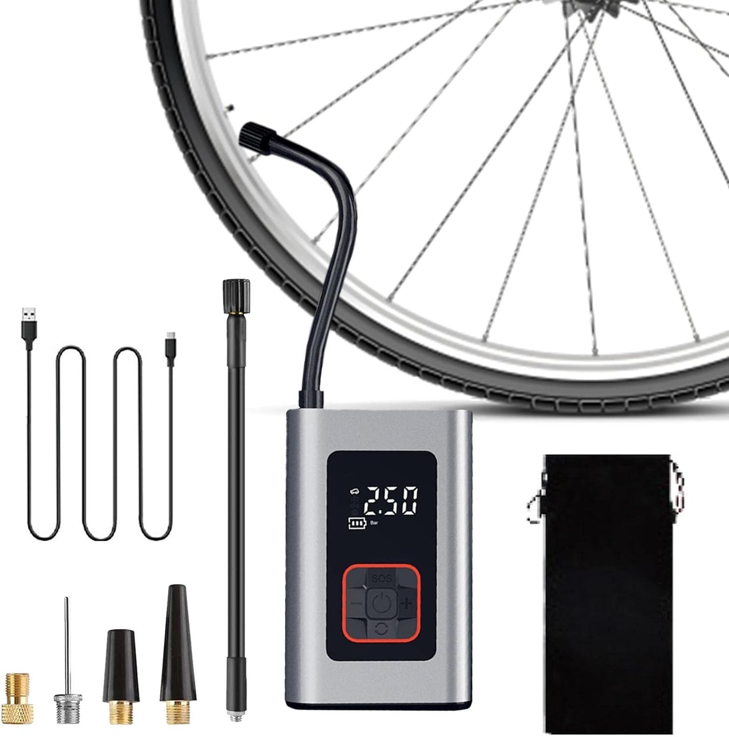 SmartAir™ Portable Tire Inflator with Gauge – Your Go-To Air Pump for Cars and Bikes