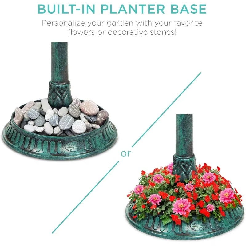 EcoGlow™ Solar Bird Bath Fountain with Planter & LED Light for Garden Lovers 5