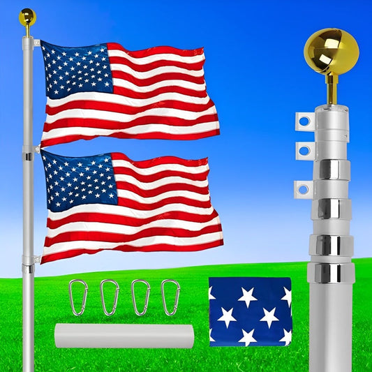 FlagMaster™ 25FT Heavy Duty Telescopic Flag Pole – Perfect for Patriotic Displays 0