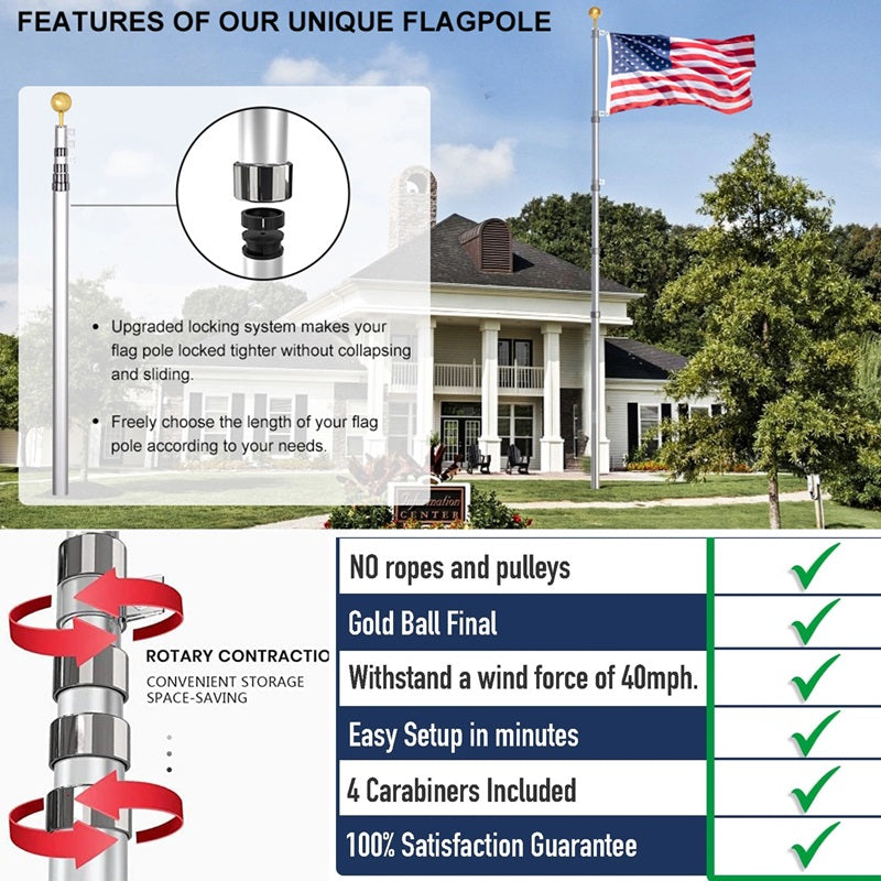 FlagMaster™ 25FT Heavy Duty Telescopic Flag Pole – Perfect for Patriotic Displays 4