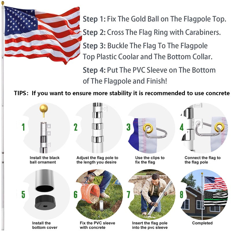 FlagMaster™ 25FT Heavy Duty Telescopic Flag Pole – Perfect for Patriotic Displays 7