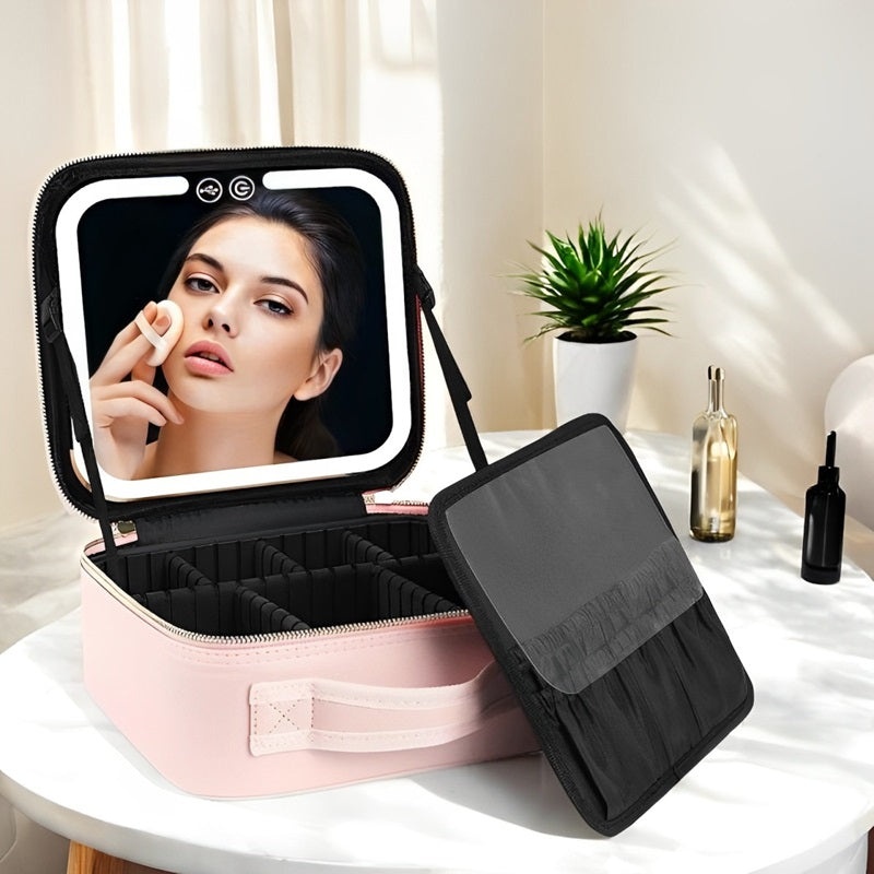 GlamGlow™ Travel Makeup Bag with LED Mirror for Beauty Lovers and Travelers 1
