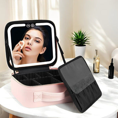 GlamGlow™ Travel Makeup Bag with LED Mirror for Beauty Lovers and Travelers 1