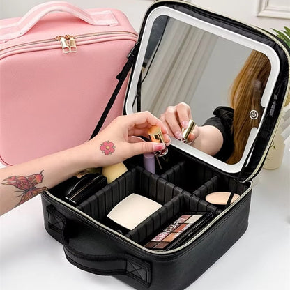 GlamGlow™ Travel Makeup Bag with LED Mirror for Beauty Lovers and Travelers 3