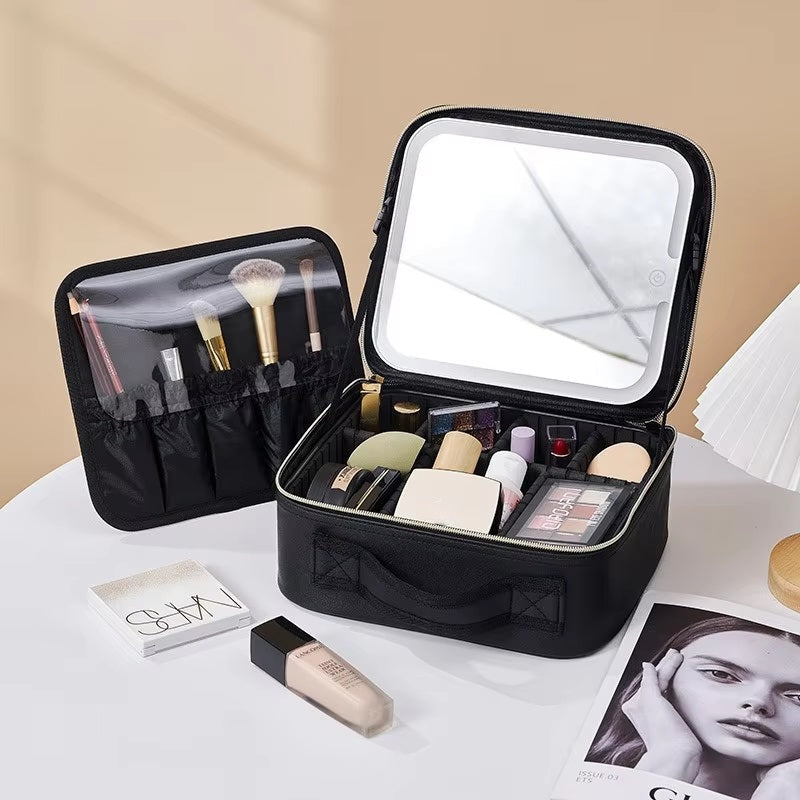 GlamGlow™ Travel Makeup Bag with LED Mirror for Beauty Lovers and Travelers 4