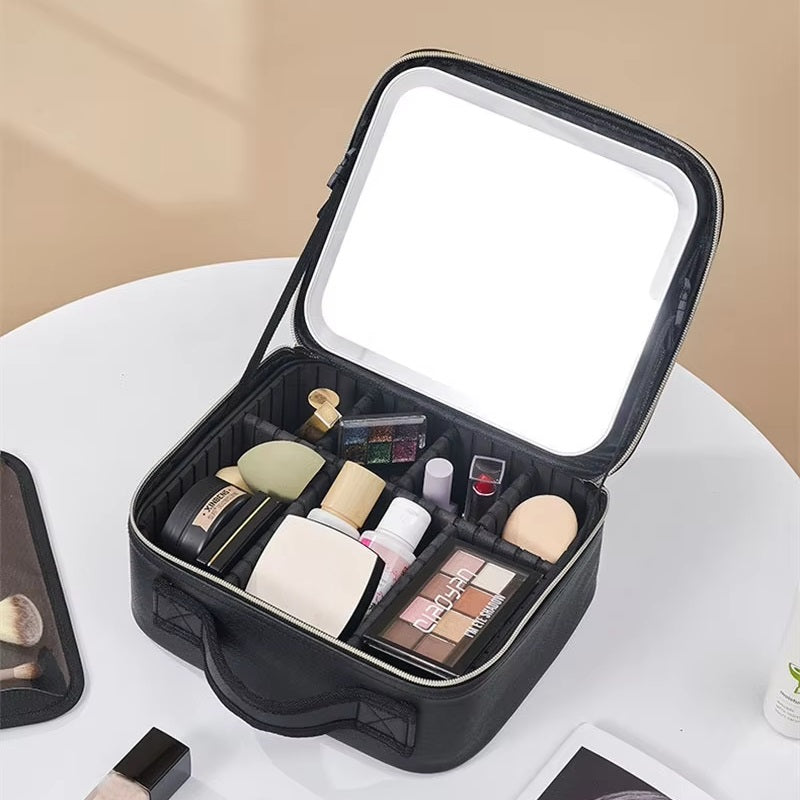 GlamGlow™ Travel Makeup Bag with LED Mirror for Beauty Lovers and Travelers 6