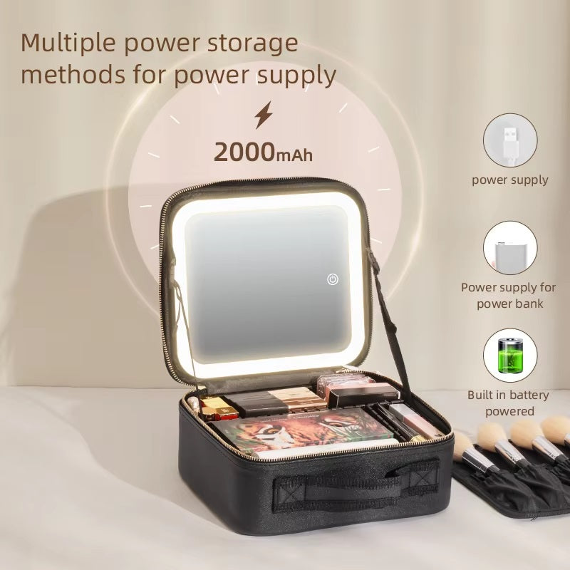 GlamGlow™ Travel Makeup Bag with LED Mirror for Beauty Lovers and Travelers 7