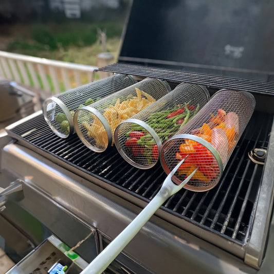 GrillMaster™ Rolling Stainless Steel Grill Basket for Perfectly Cooked Meals 0