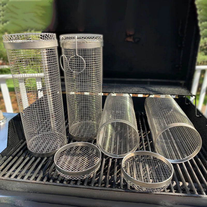 GrillMaster™ Rolling Stainless Steel Grill Basket for Perfectly Cooked Meals 1