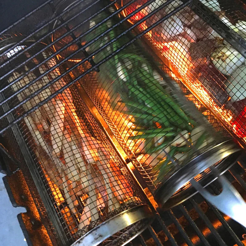 GrillMaster™ Rolling Stainless Steel Grill Basket for Perfectly Cooked Meals 4