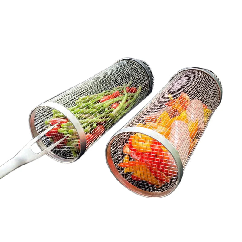 GrillMaster™ Rolling Stainless Steel Grill Basket for Perfectly Cooked Meals 6