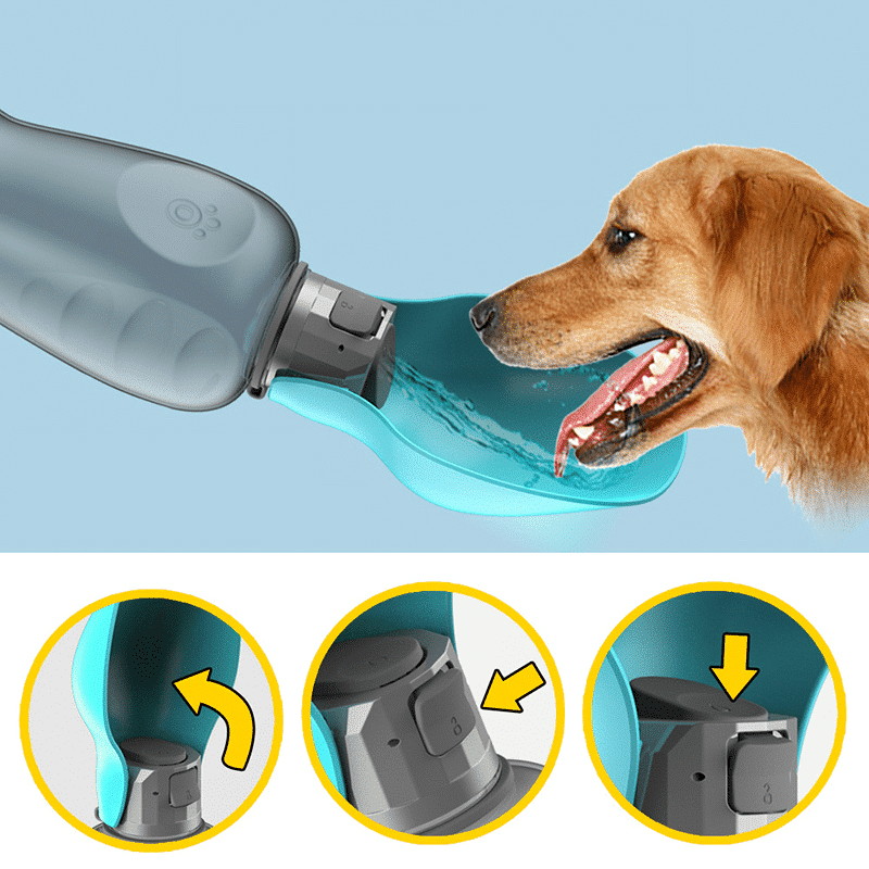 PawHydrate™ Travel Water Bottle for Dogs with Foldable Bowl - 27.05oz Capacity