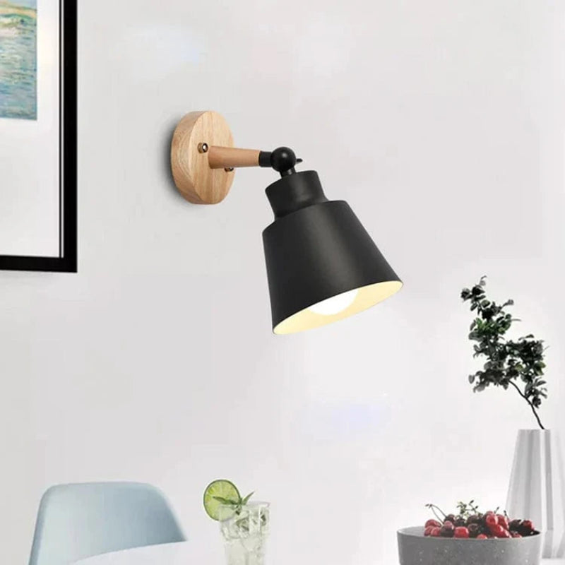 LumaGlow™ Rotating Wall Lamp - Elegant Matte Finish & Wooden Base 1