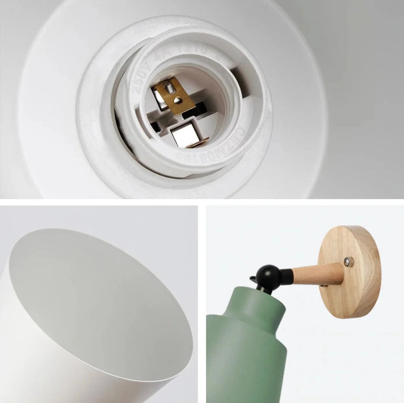 LumaGlow™ Rotating Wall Lamp - Elegant Matte Finish & Wooden Base 5