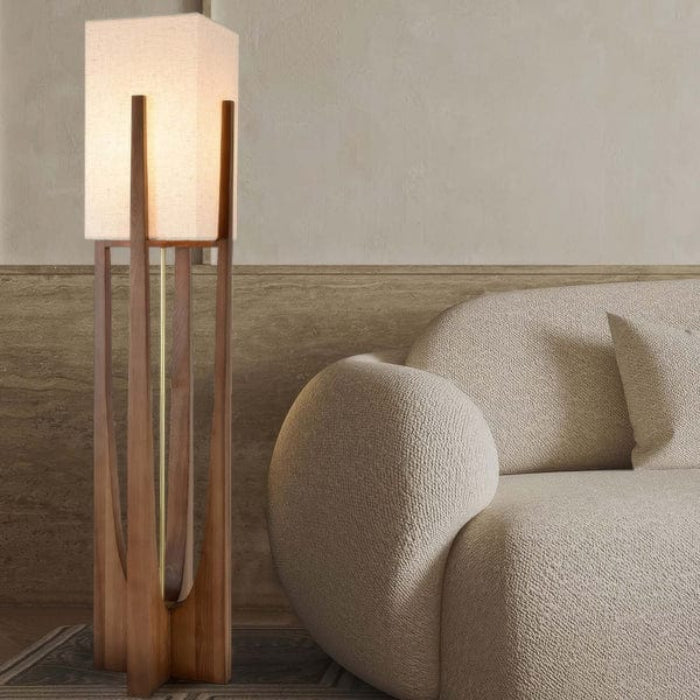 LumaSerene™ Modern Floor Lamp - Elegant Walnut Design for Living Room Ambiance 3
