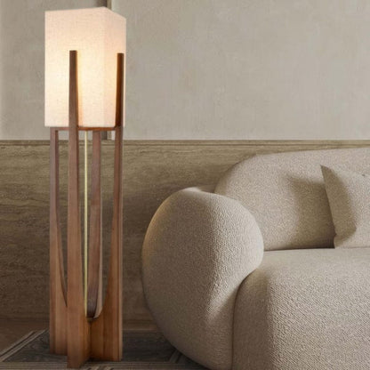LumaSerene™ Modern Floor Lamp - Elegant Walnut Design for Living Room Ambiance 3
