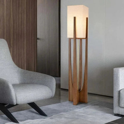 LumaSerene™ Modern Floor Lamp - Elegant Walnut Design for Living Room Ambiance 4