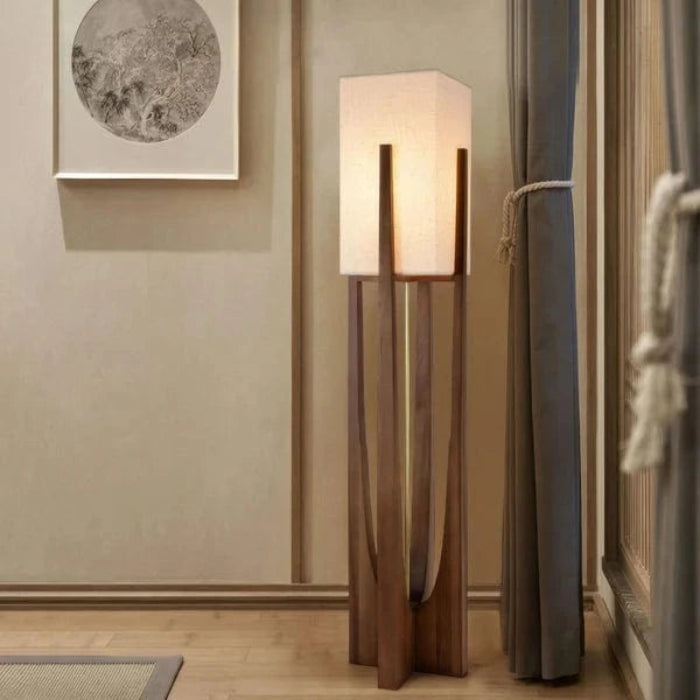 LumaSerene™ Modern Floor Lamp - Elegant Walnut Design for Living Room Ambiance 5