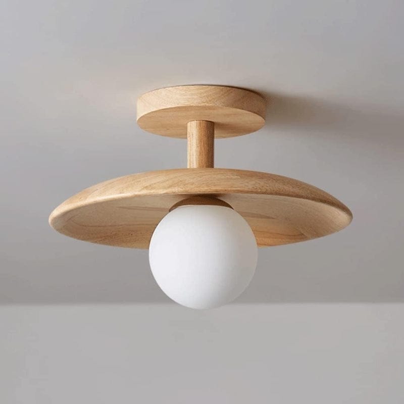 LumaSphere™ White Glass Ceiling Lamp with Natural Wood Accent 7