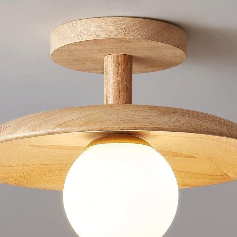 LumaSphere™ White Glass Ceiling Lamp with Natural Wood Accent 8