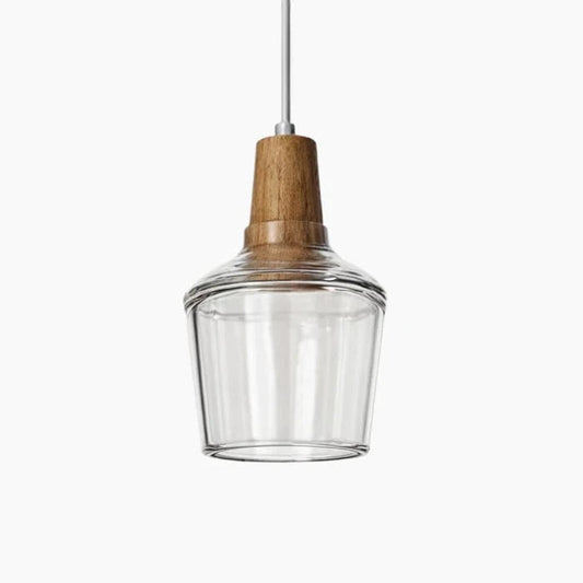 LumiAura™ Dining Room Chandelier Light - Elegant Antique Glass & Wood Design 0