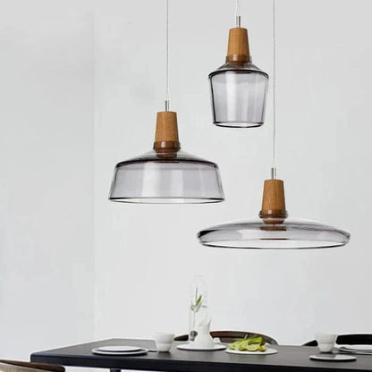 LumiAura™ Dining Room Chandelier Light - Elegant Antique Glass & Wood Design 1