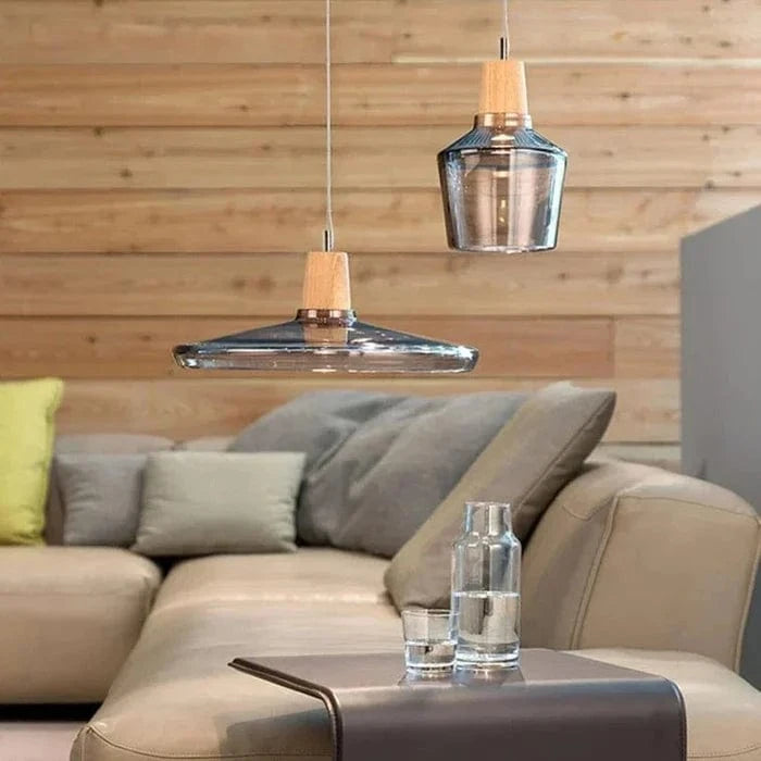 LumiAura™ Dining Room Chandelier Light - Elegant Antique Glass & Wood Design 2