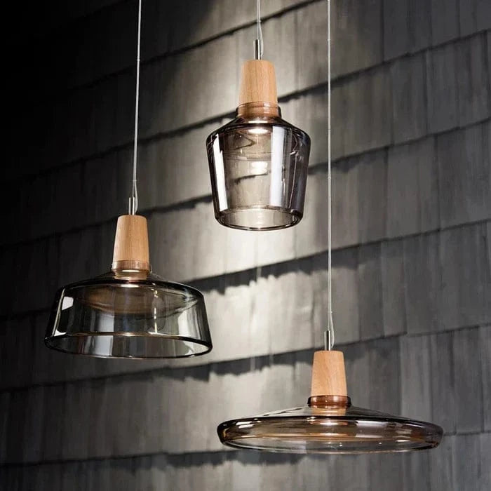 LumiAura™ Dining Room Chandelier Light - Elegant Antique Glass & Wood Design 3