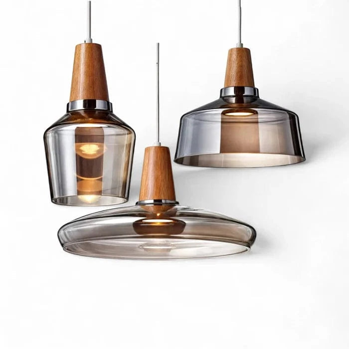 LumiAura™ Dining Room Chandelier Light - Elegant Antique Glass & Wood Design 5
