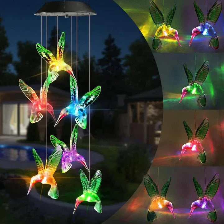 LumiHaven™ Solar Hummingbird Wind Chime - Enchanting Garden Light 0
