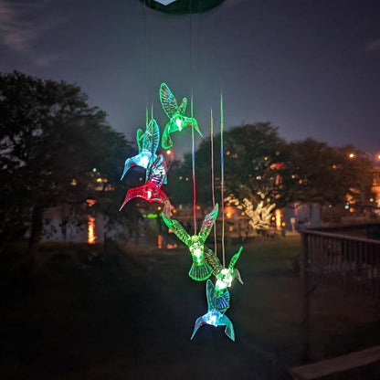 LumiHaven™ Solar Hummingbird Wind Chime - Enchanting Garden Light 2
