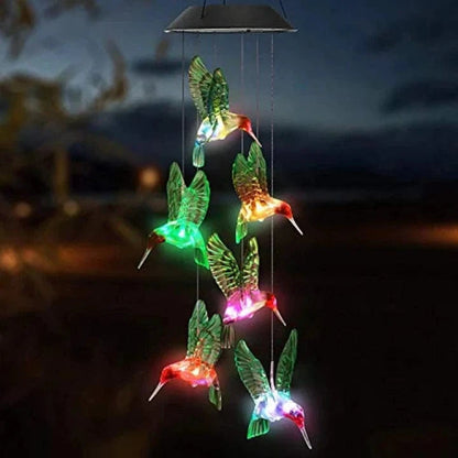 LumiHaven™ Solar Hummingbird Wind Chime - Enchanting Garden Light 5
