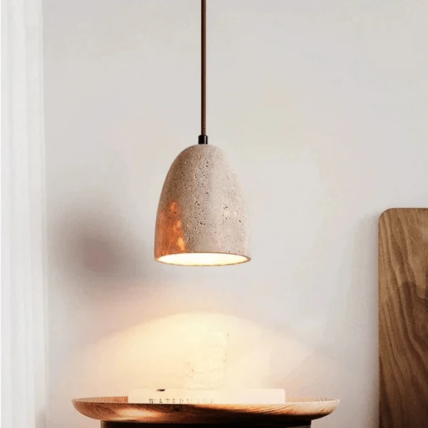 LumiStone™ Pendant Lighting - Natural Travertine for Cozy Kitchen Ambiance 1