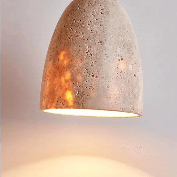 LumiStone™ Pendant Lighting - Natural Travertine for Cozy Kitchen Ambiance 4