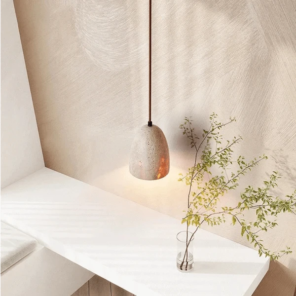 LumiStone™ Pendant Lighting - Natural Travertine for Cozy Kitchen Ambiance 5