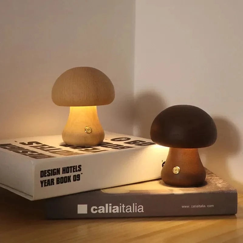 MushroomLuxe™ LED Night Light - Dimmable Wooden Night Lamp for Kids 5