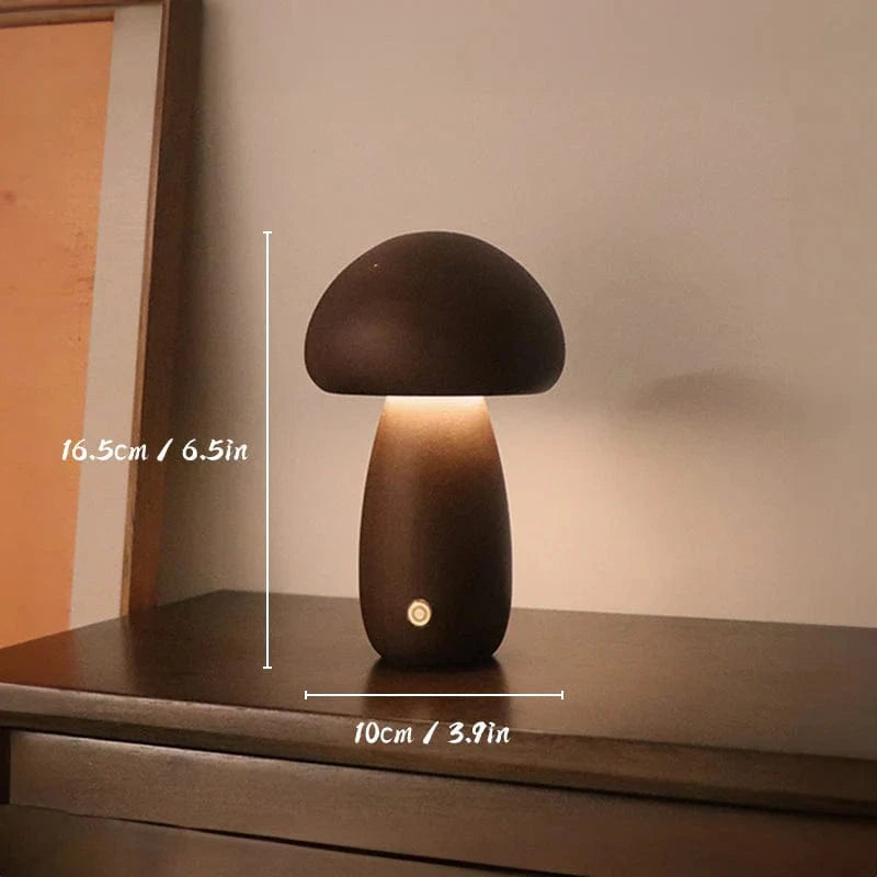 MushroomLuxe™ LED Night Light - Dimmable Wooden Night Lamp for Kids 6