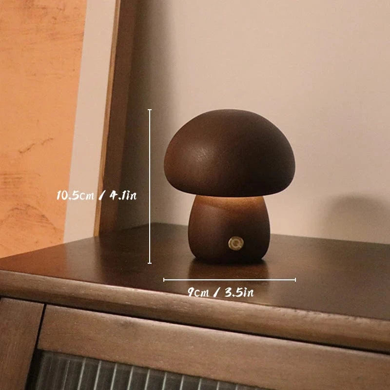 MushroomLuxe™ LED Night Light - Dimmable Wooden Night Lamp for Kids 7