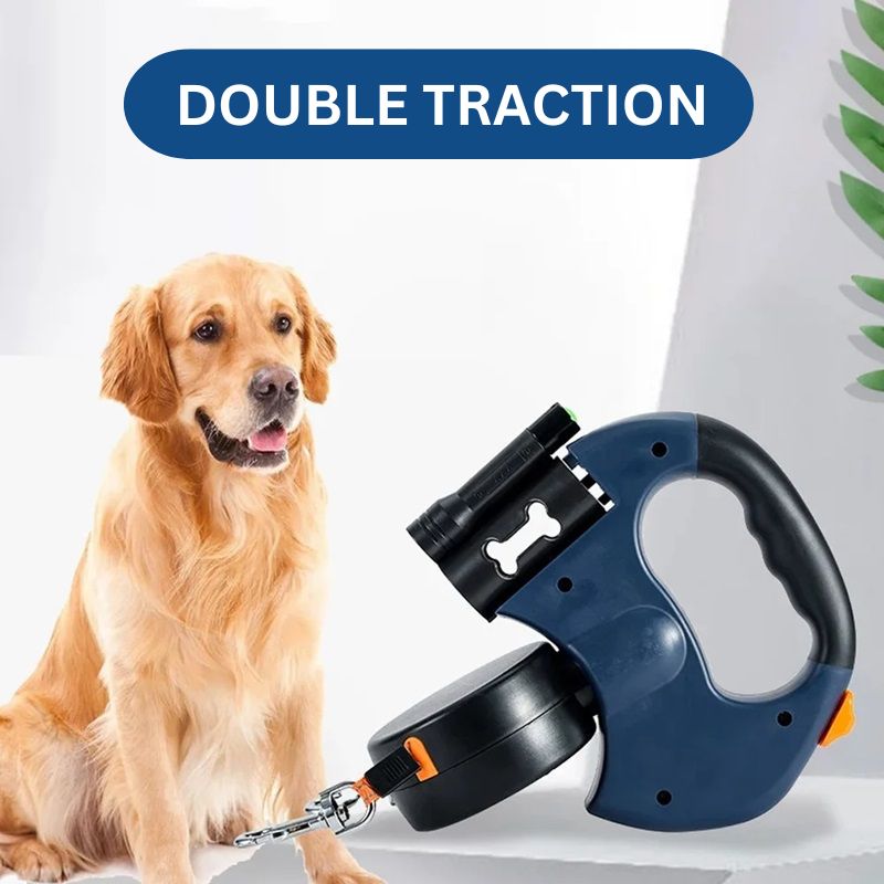 PawsControl™ Dual Retractable Dog Leash for Two Dogs with Flashlight 2