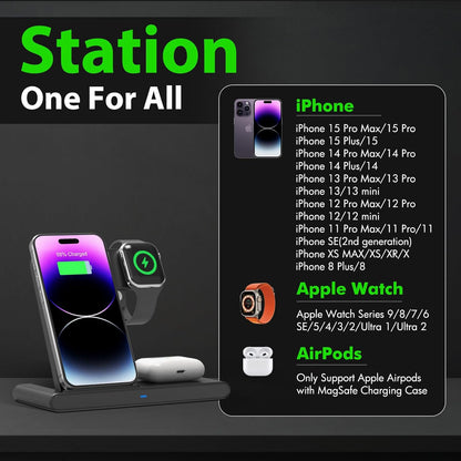 PowerHub™ 3-in-1 Wireless Fast Charger for iPhone, Apple Watch, and AirPods 1