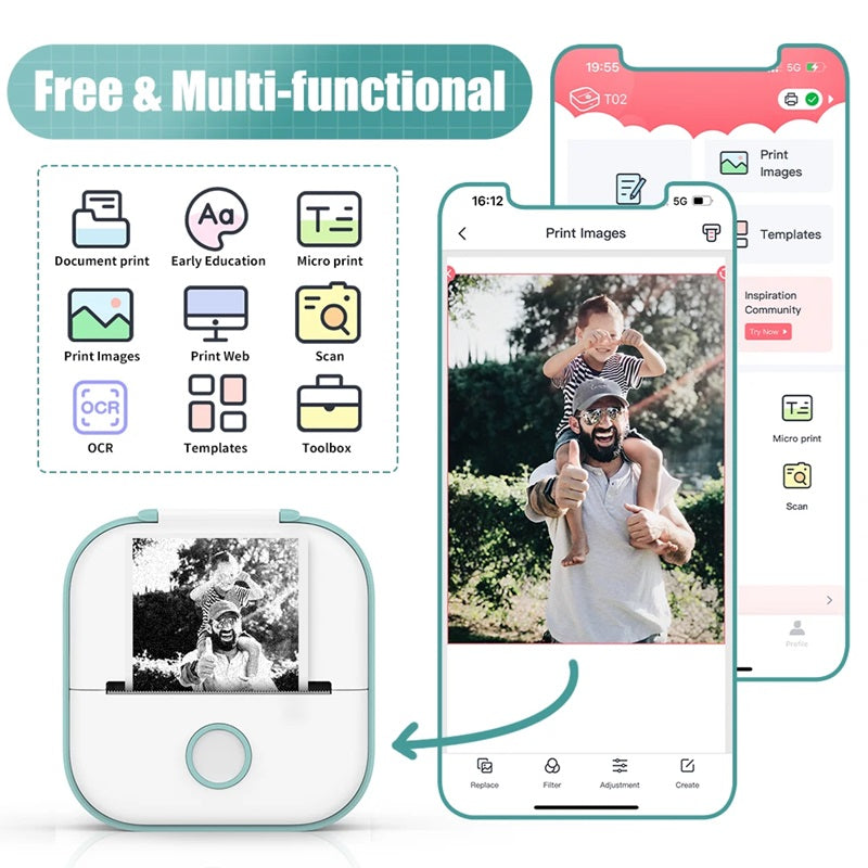 PrintEase™ Portable Mini Printer - Inkless Thermal Printer for On-the-Go Users 2