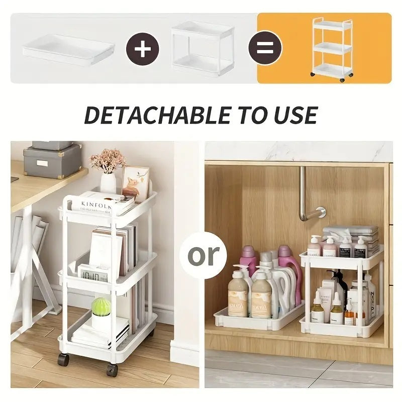 RollingCart™ 3-Tier Rolling Cart with Wheels for Easy Home Organization 4