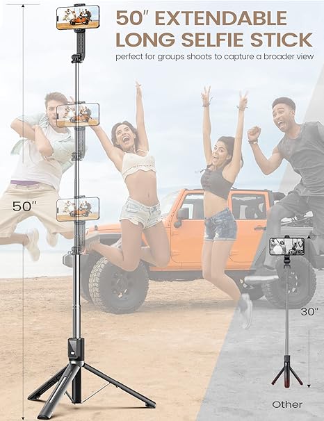 SelfiePro™ 6-in-1 Wireless Bluetooth Selfie Stick with Fill Light for Perfect Photos 5