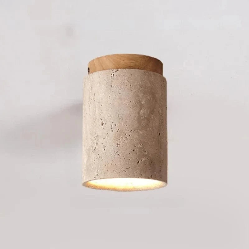 SereneGlow™ Round Ceiling Lamp - Natural Stone & Wood Elegance 10
