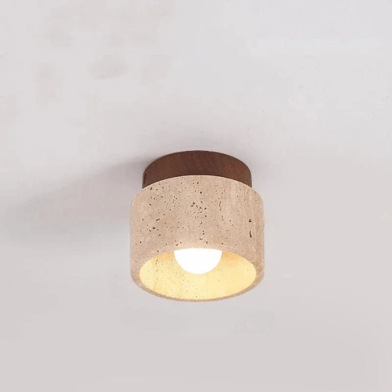 SereneGlow™ Round Ceiling Lamp - Natural Stone & Wood Elegance 11