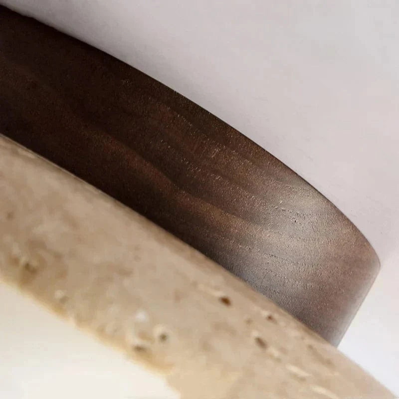 SereneGlow™ Round Ceiling Lamp - Natural Stone & Wood Elegance 5