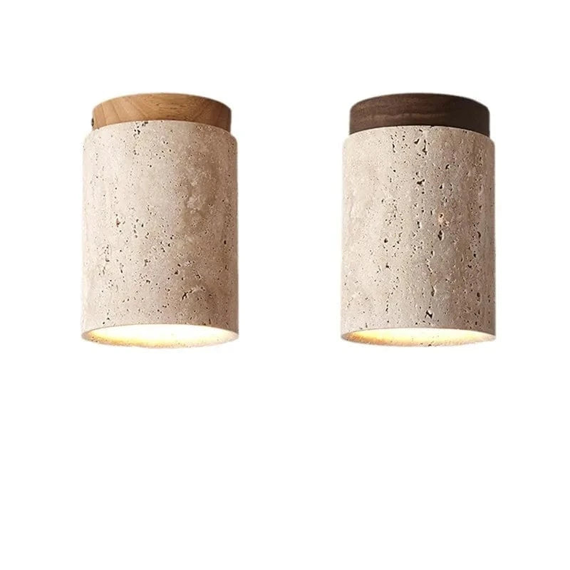 SereneGlow™ Round Ceiling Lamp - Natural Stone & Wood Elegance 6